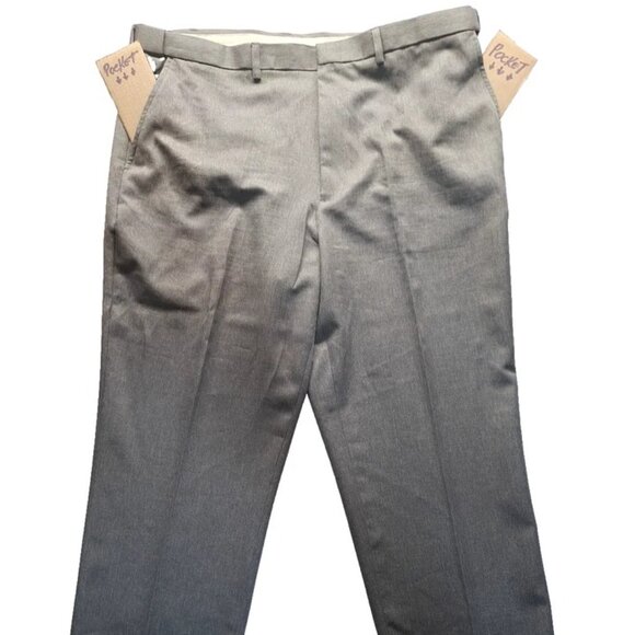 Puritan Dress Pants Men's 42x30 Gray Flat Front Adjustable Waist Belt Loop zip - Picture 7 of 11